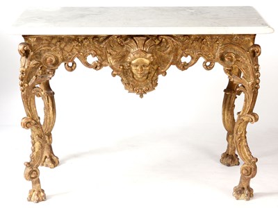 Lot 702 - A MID 18TH CENTURY CARVED GILT GESSO CONSOLE...