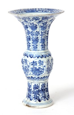 Lot 72 - A  CHINESE BLUE AND WHITE TRUMPET VASE with a...