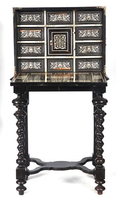 Lot 734 - A 17TH CENTURY ITALIAN EBONY AND IVORY INLAID...