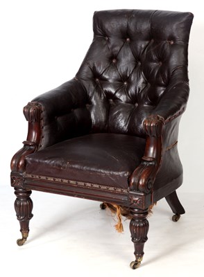 Lot 737 - A WILLIAM IV MAHOGANY BUTTON UPHOLSTERED...