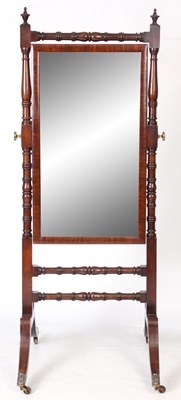 Lot 739 - A REGENCY MAHOGANY CHEVAL MIRROR OF SMALL SIZE...