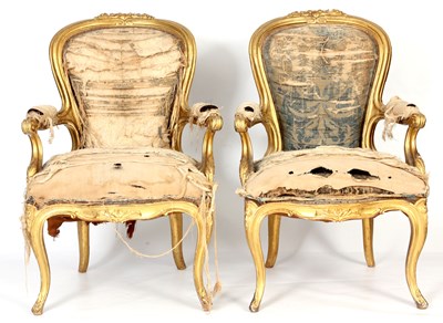 Lot 746 - A PAIR OF 19TH CENTURY FRENCH CARVED GILT...