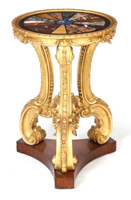 Lot 758 - A STYLISH REGENCY CARVED GILT GESSO PIETRA...