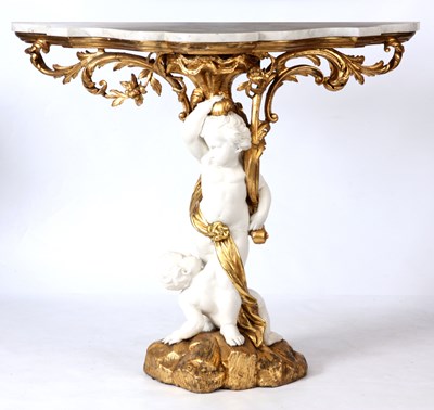 Lot 778 - A 19TH CENTURY CARVED GILT GESSO CONSOLE TABLE...