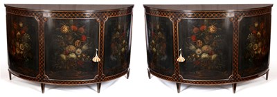 Lot 787 - A PAIR OF 19TH CENTURY DEMILUNE LACQUERED SIDE...