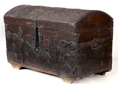 Lot 803 - A LATE 18TH CENTURY IRON BOUND OAK DATED...