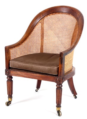 Lot 806 - A REGENCY FIGURED ROSEWOOD LIBRARY BERGERE...