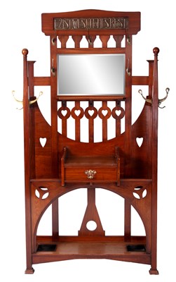 Lot 813 - AN ARTS AND CRAFT 'LIBERTY' MAHOGANY HALLSTAND...