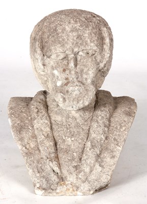 Lot 816 - AN EARLY LIMESTONE BUST of a bearded man with...