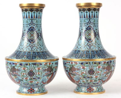 Lot 91 - A PAIR OF LATE 19TH CENTURY CLOISONNE CHINESE...