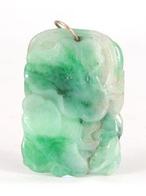 Lot 94 - A CHINESE CARVED JADE PENDANT of rectangular...