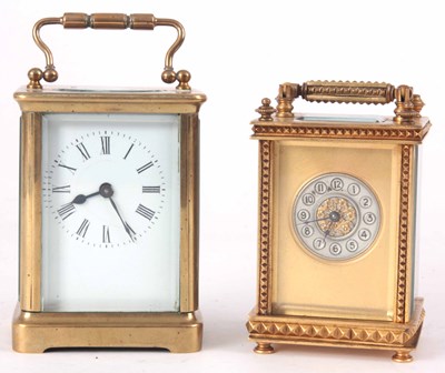 Lot 108 - TWO EARLY 20th CENTURY FRENCH CARRIAGE CLOCKS...