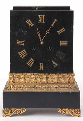 Lot 111 - A LATE 19th CENTURY BLACK SLATE AND ORMOLU...