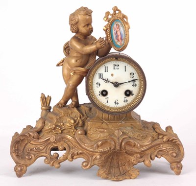 Lot 112 - A LATE 19th CENTURY FRENCH ORMOLU MANTLE CLOCK...