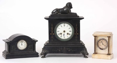 Lot 116 - THREE LATE 19th CENTURY SLATE AND ALABASTER...