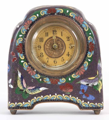 Lot 124 - A CLOISONNE CASED MANTLE CLOCK 12CM HIGH