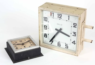 Lot 131 - TWO BRILLE ELECTRIC CLOCKS, one double sided...