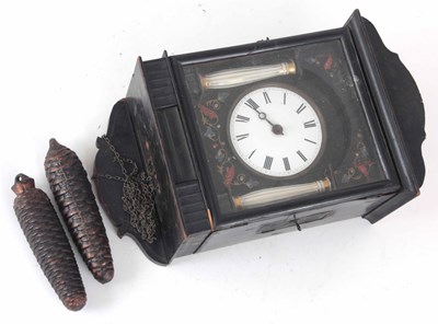 Lot 137 - A 19th CENTURY BLACK FOREST WALL CLOCK with...