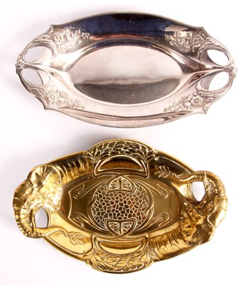 Lot 574 - An Art Nouveau Silver plated shaped oval...