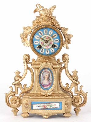 Lot 145 - A LATE 19th CENTURY FRENCH GILT AND PORCELAIN...