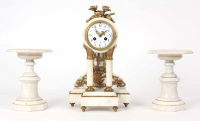 Lot 147 - A LATE 19th CENTURY FRENCH MARBLE CLOCK...