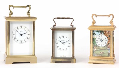 Lot 153 - THREE MODERN FRENCH BRASS CARRIAGE CLOCKS one...