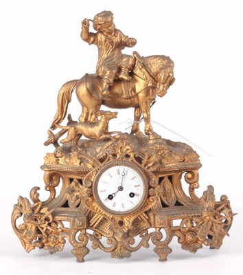 Lot 158 - A LATE 19th CENTURY FRENCH GILT MANTLE CLOCK...