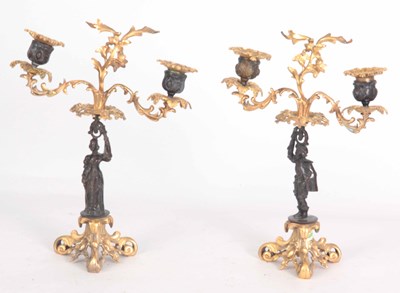 Lot 171 - A PAIR OF LATE 19th CENTURY BRONZE AND ORMOLU...