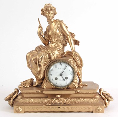 Lot 175 - A LATE 19th CENTURY FRENCH GILT FIGURAL MANTLE...