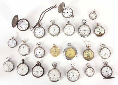 Lot 19 - A COLLECTION OF 22 POCKET WATCHES some silver...