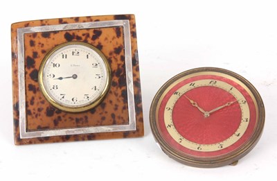 Lot 190 - TWO TRAVEL STRUT CLOCKS ONE WITH PINK ENAMEL...