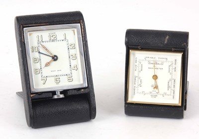 Lot 192 - A LE COULTRE TRAVELLING TIME PIECE 10.5cm AND...