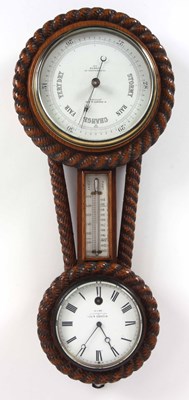 Lot 197 - AN EARLY 20th CENTURY CLOCK, THERMOMETER,...