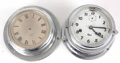 Lot 203 - TWO CHROME PLATED SHIPS CLOCKS one with...