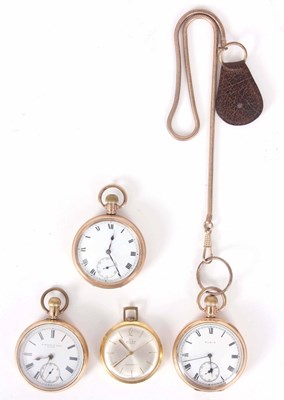 Lot 21 - A SELECTION OF FOUR OPEN FACED POCKET WATCHES...