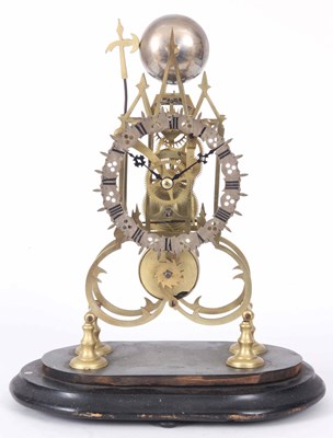 Lot 211 - AN ENGLISH BRASS FRAMED SKELETON CLOCK having...