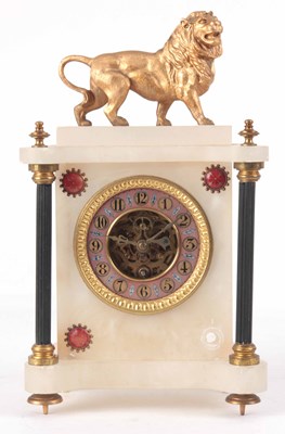 Lot 219 - A LATE 19th CENTURY ONYX CASED MANTLE CLOCK...