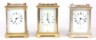 Lot 221 - A SELECTION OF THREE CARRIAGE CLOCKS