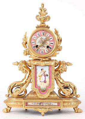 Lot 238 - A LATE 19th CENTURY FRENCH GILT MANTLE CLOCK...