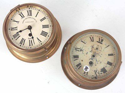 Lot 245 - TWO BRASS SHIPS CLOCKS one 20cm the other...