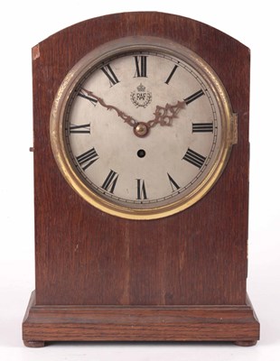 Lot 258 - AN OAK CASED RAF BRACKET CLOCK BY ELLIOTT,...