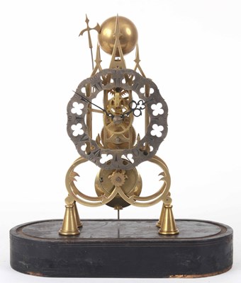 Lot 260 - AN ENGLISH BRASS FRAMED SKELETON CLOCK having...