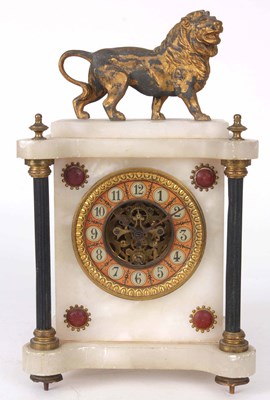 Lot 261 - A LATE 19th CENTURY ONYX CASED MANTLE CLOCK...