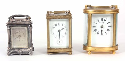 Lot 263 - A SELECTION OF THREE CARRIAGE CLOCKS