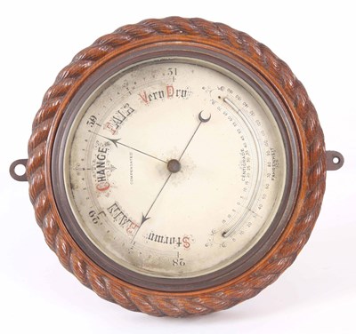 Lot 285 - A LATE 19th CENTURY SILVERED DIAL ANEROID...