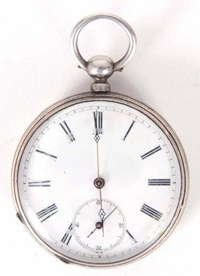 Lot 3 - AN OPEN FACED POCKET WATCH in a silver case