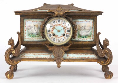 Lot 302 - A LATE 19th CENTURY FRENCH GILT MANTLE CLOCK...