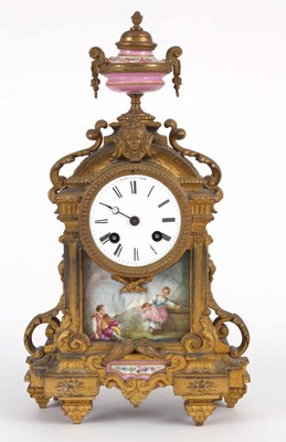 Lot 315 - A LATE 19th CENTURY FRENCH GILT MANTLE CLOCK...