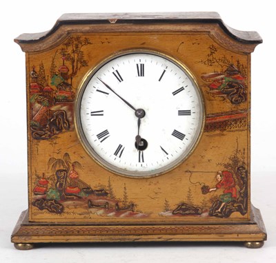 Lot 330 - AN EARLY 20th CENTURY LACQUERED MANTLE CLOCK...