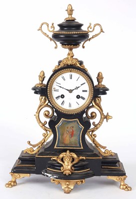 Lot 356 - A LATE 19th CENTURY FRENCH GILT MANTLE CLOCK...